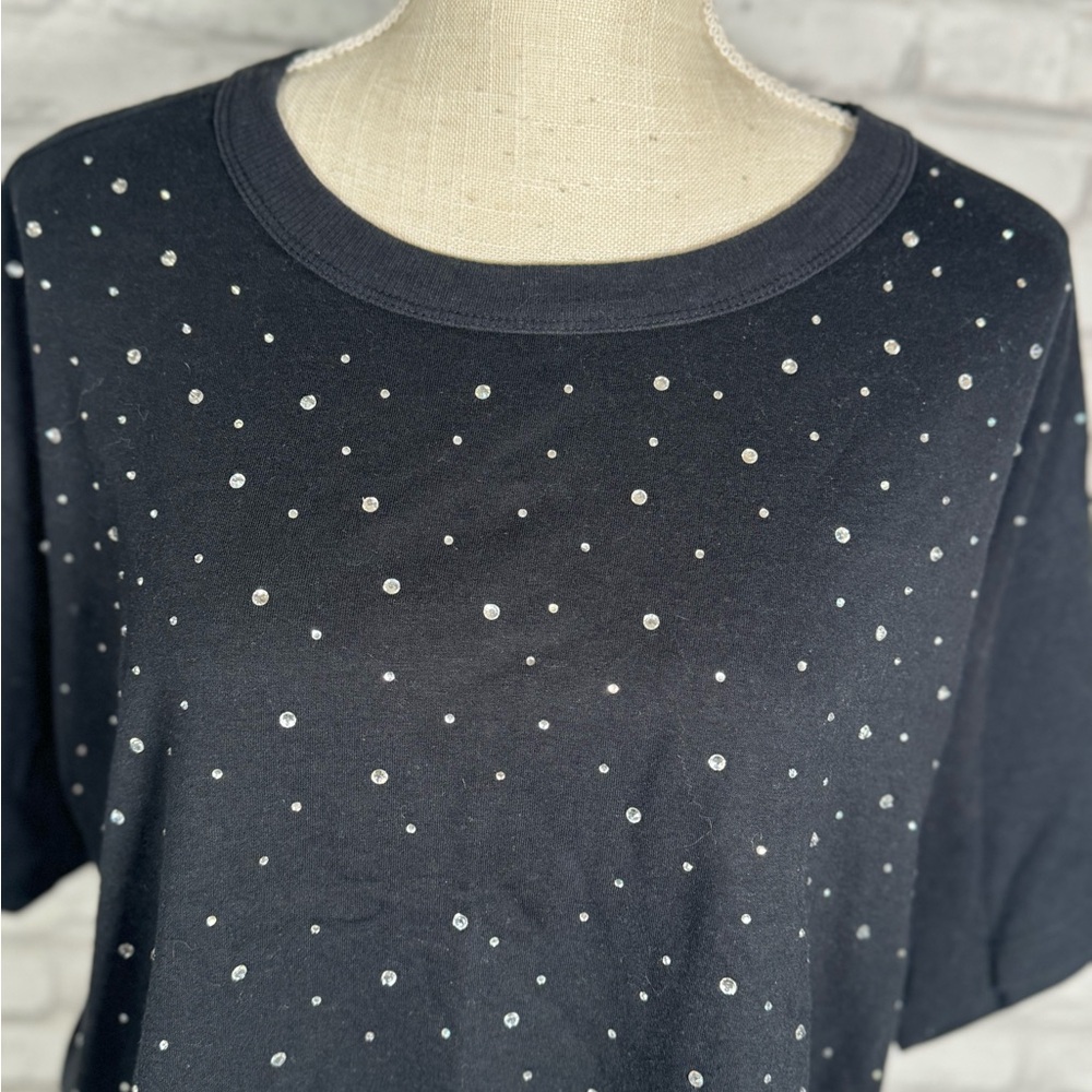 Wild Fable Black Polka Dot Rhinestone Crop Top Shirt Woman's 2X - Picture 2 of 7